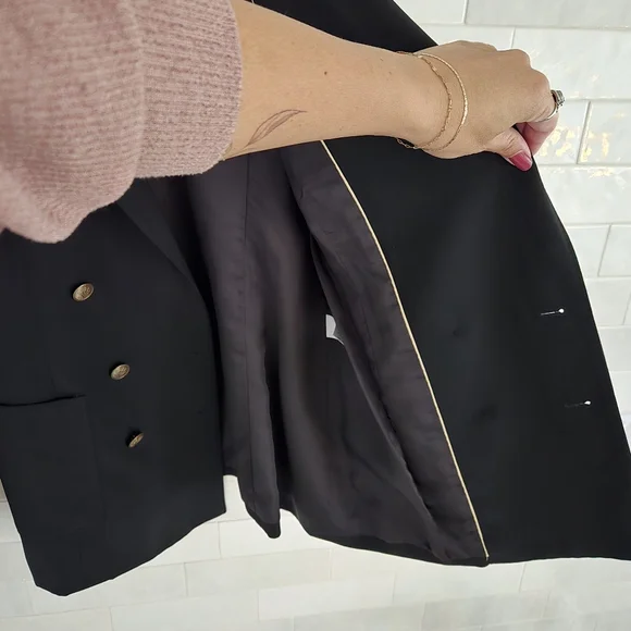 Rag & Bone Double Breasted Black Blazer Brass Buttons Emile Tia Andie Size 8 - Picture 8 of 10